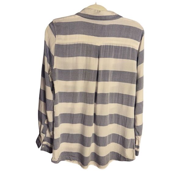 Rails 100% Rayon Long Sleeve Button Sleeve Button Down Blue & White Striped Shir - Picture 2 of 10